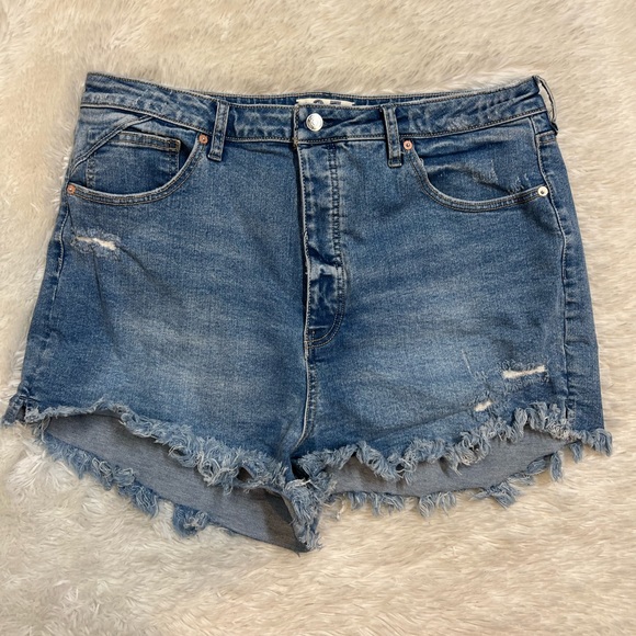 Free People CRVY Vintage High Rise Shorts In Lolita Blue 35 - Picture 2 of 5